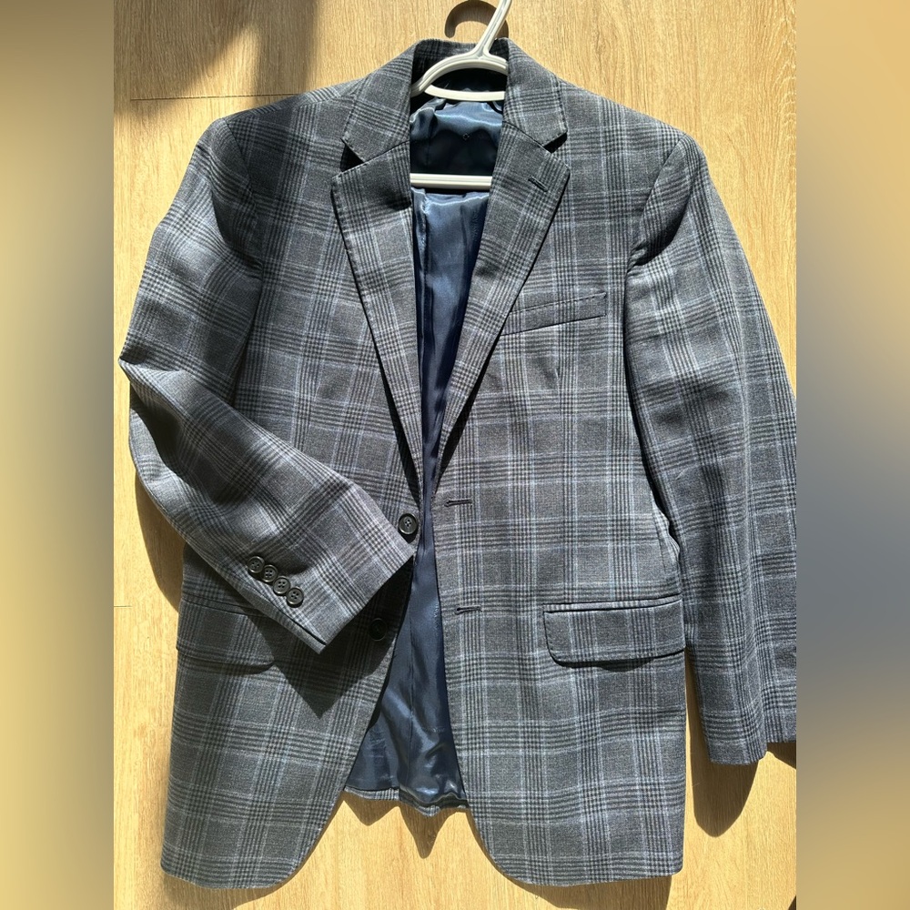 Calvin Klein Blue Plaid/Check Jacket - 36R